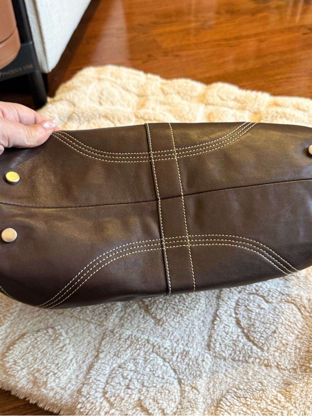 NWOT Classic Coach Vintage Dark Brown Leather Hobo Hampton Handbag - Picture 9 of 12